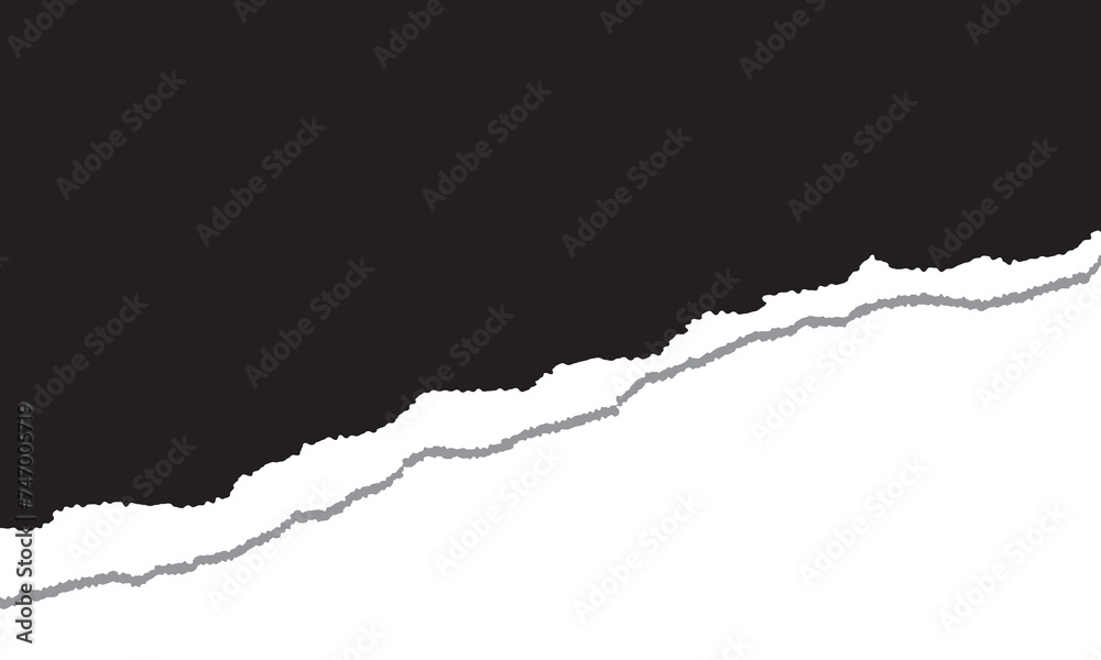 Wall mural torn a half sheet of black paper from the bottom. vector template paper design. vector illustration.