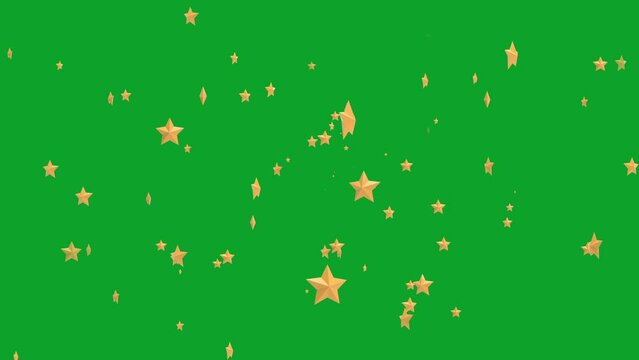 Animation yellow star with glow isolated on a green background.