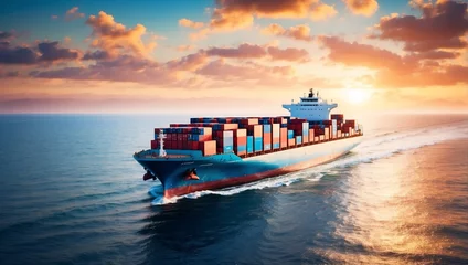 Fototapeten Freight Forwarding Service Container ship or cargo © Prinxe