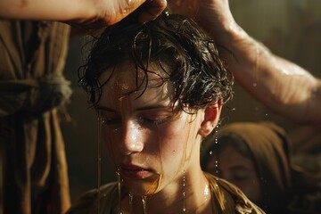 Samuel anointed David with the oil. Bible story.