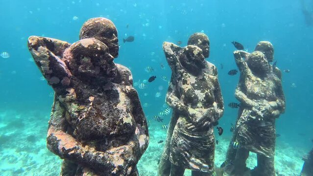 Gili Meno underwater Statues in Indonesia.