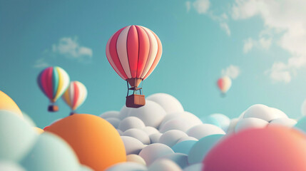 Naklejka premium illustrasi 3d hot air balloon on solid background.