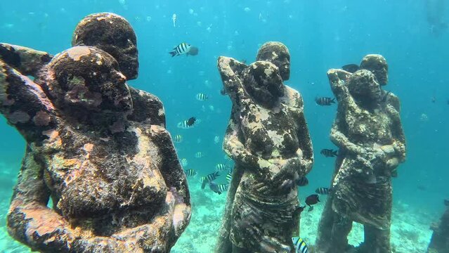 Gili Meno underwater Statues in Indonesia.
