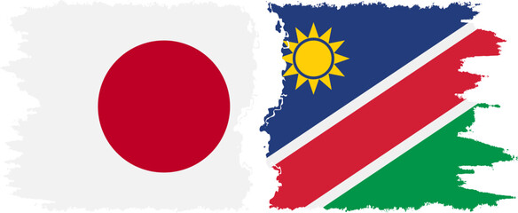 Namibia and Japan grunge flags connection vector
