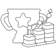 Business reward line art. Vector illustration with business theme and line art style.