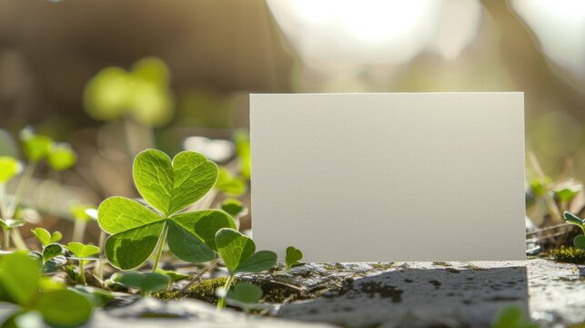 blank card with green leaves