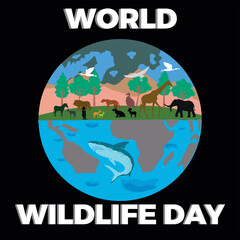 World Wildlife Day Vector Image sign symbols.