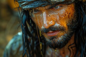 Jesus Christ anointed with the oil. Bible story.