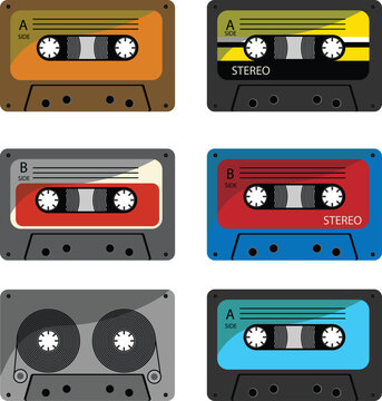 audio cassette tape, music retro audio tape. isolated