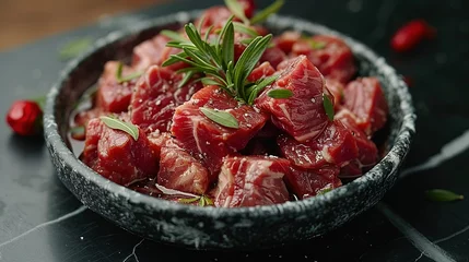 Fotobehang Lamb stew meat cut. © Bargais