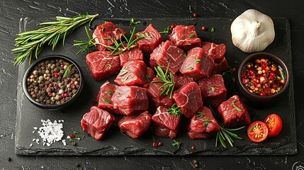 Lamb stew meat cut. - obrazy, fototapety, plakaty