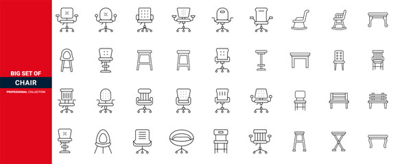 Fototapeta na wymiar Modern chairs, office chairs icon, font view chair set.