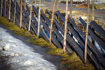 Old fence along rural road.