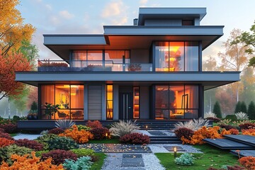 Modern style luxurious new construction house.