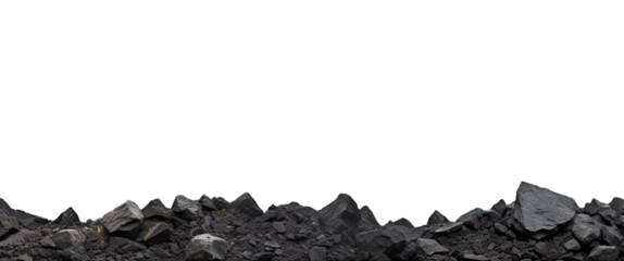 Pile of black coal pieces, cut out