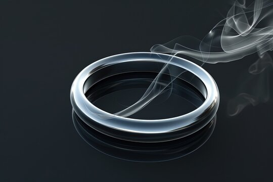 Smooth silver ring with a white smoke.
