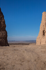 View from Ayaz-Kala, ruins of antient city of Khorezm, Khiva, Uzbekistan