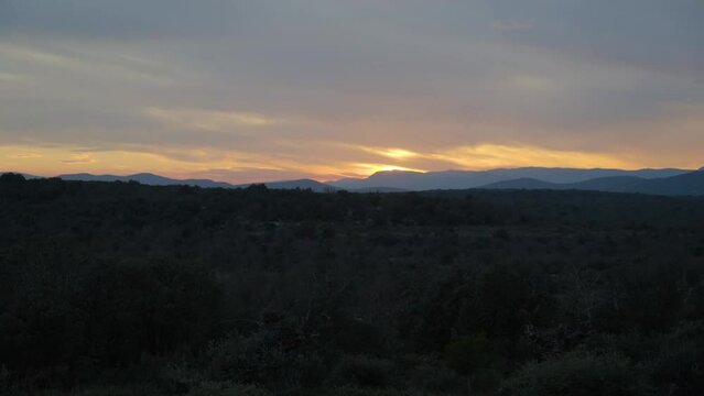 Sunset Timelapse Over Pic St Loup, France