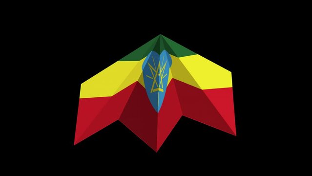 Ethiopia Flag Paper Airplane With Alpha Channel