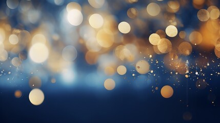 Blue and gold abstract background with sparkling bokeh effect for New Year's Eve celebration