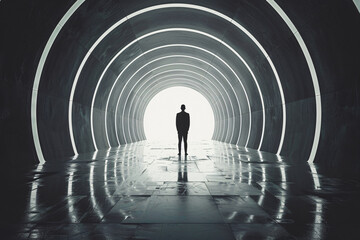 Illustration of Human Resource Management and Recruitment Concept, with a Person Positioned in the Epicenter, Symbolizing the Core of HR Operations.