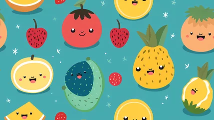 Rollo seamless cute fruits pattern © Raffaza