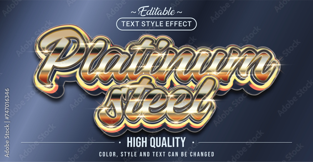Poster editable text style effect - platinum steel text style theme.