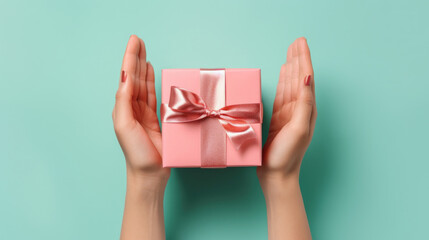 Hands Presenting a Wrapped Gift Box