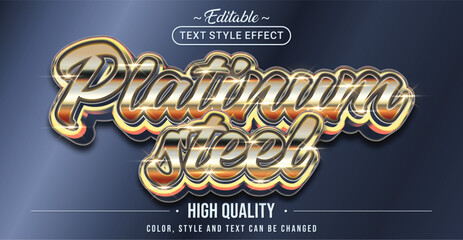 Editable text style effect - Platinum Steel text style theme.