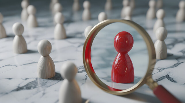 A red pawn among other white ones as the right candidate