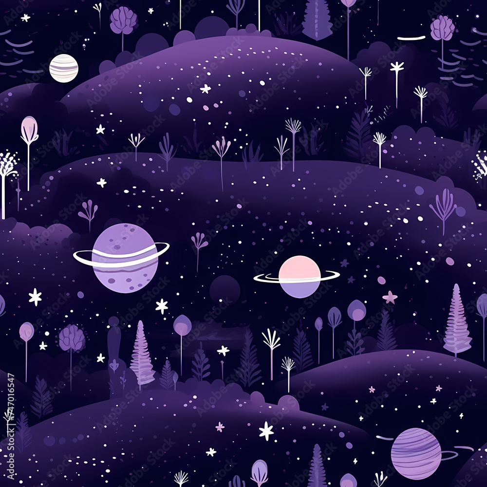 Poster planet with space seamless pattern