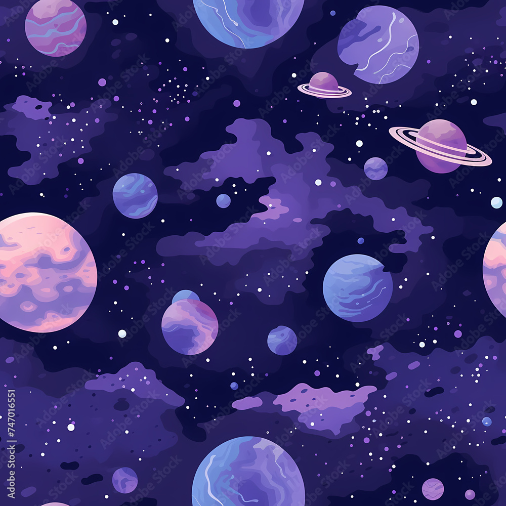 Poster planet with space seamless pattern