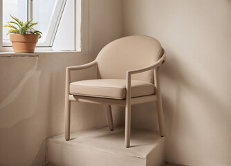 Minimal chair scandinavian beige
