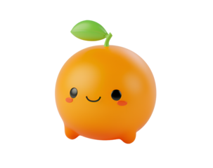 3D render of cute orange isolated