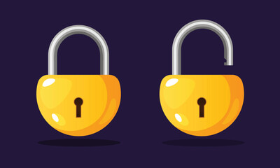 Open and closed locks. Concept of protection,secure.
