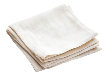 Neatly folded beige linen fabric, cut out