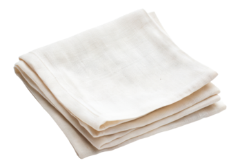 Neatly folded beige linen fabric, cut out