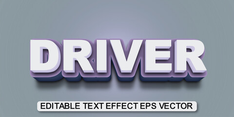 Driver white color 3d text effect editable 3d style