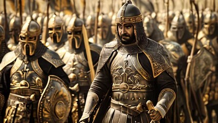 Saladin ibn Ayyub (Salah ad-Din Yusuf ibn Ayyub) with his elite army