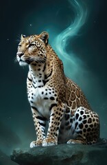 Fantasy Illustration of a wild animal leopard. Digital art style