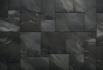 3D Render of Black Marble Textured Wall Tiles