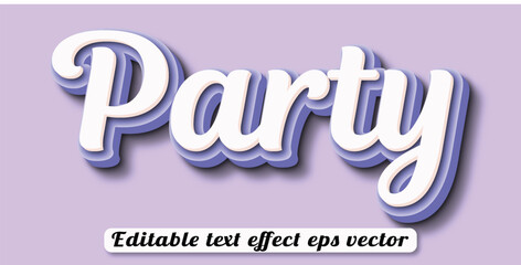 Party white color 3d text effect editable 3d style