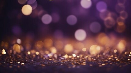 New year celebration with gold and violet fireworks and bokeh effect. Abstract holiday background...