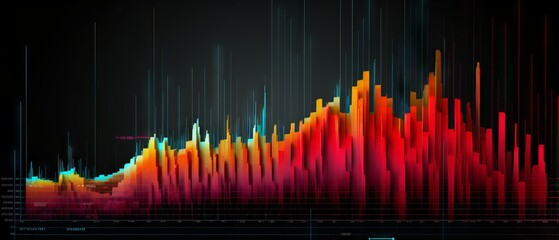 Spectrum analysis of sound waves in various colors and shapes