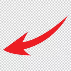 Poster Red arrow up. Curved arrow. Color flat ui for website. Top symbol for button isolated on transparent background. Vector illustration. Replaceable vector design. In eps 10. © FashionDesign