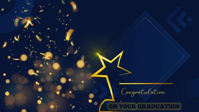 Animated footage text Happy graduation. Moving images with the concept of successful starry and luminescence. Perfect for memorable greeting cards	