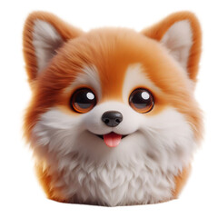 Obraz premium A photo realistically of A realistic and cinematic image kawaii fluffy cartoon orange corgi puppy with dot eyes, smiling face In 8k resolution, very detailed, isolated on a white background realistica