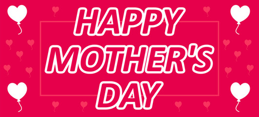 Happy Mother`s Day Elegant lettering banner pink. Calligraphy vector text and heart in frame background for Mother's Day. Best mom ever greeting card