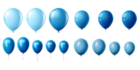 Papier Peint photo Lavable Ballon Collection of blue balloon isolated on a white background as transparent PNG