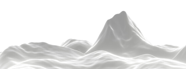 3D snowy mountain. Snow terrain.